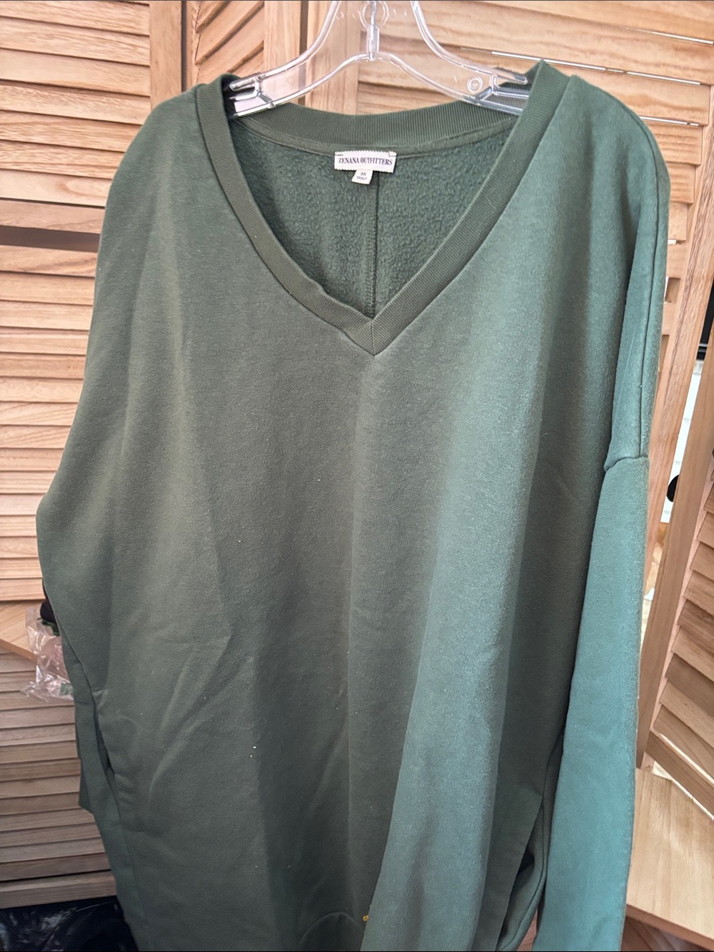 Zenana Outfitters Dark Olive V-Neck Pullover